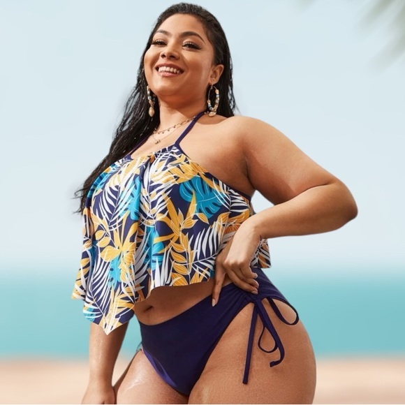 Tropical‎ Hanky Hem Bikini Swimsuit Size 2XL - Picture 3 of 6